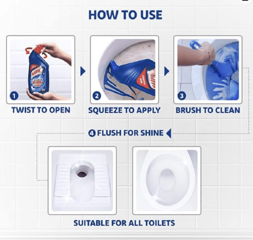 Harpic 1 Litre - Original, Disinfectant Toilet Cleaner Liquid | Suitable for Toilet Bowls - Image 3